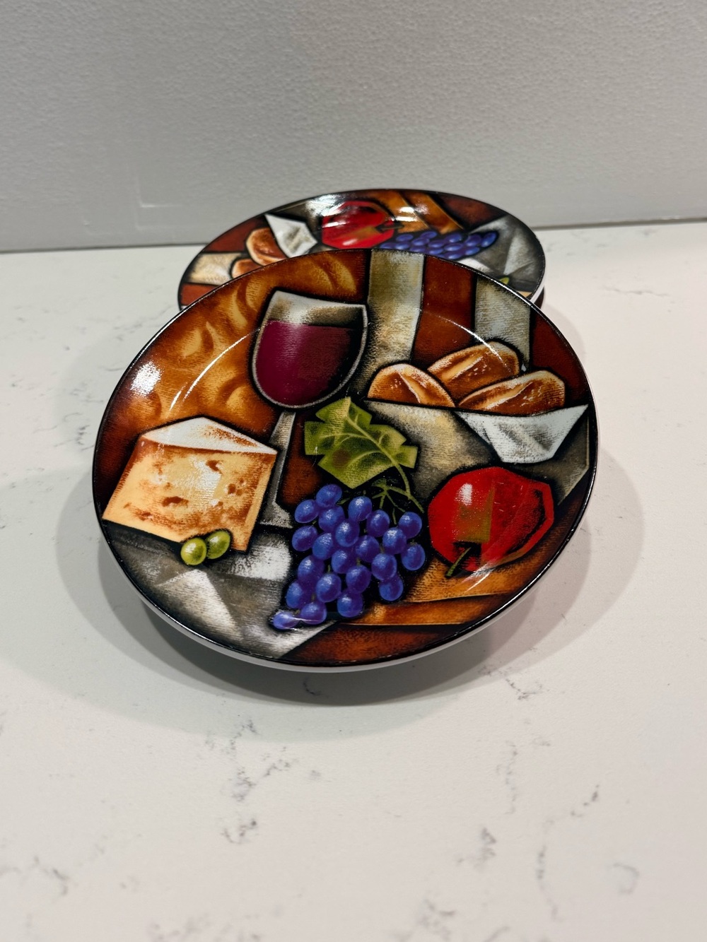 MSC Ceramic Fruit & Cheese Coaster Set — Multicolor